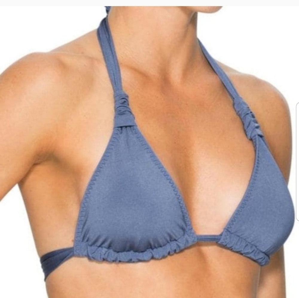 Athleta Gray Aqualuxe Triangle Bikini Swim Top Sz XS